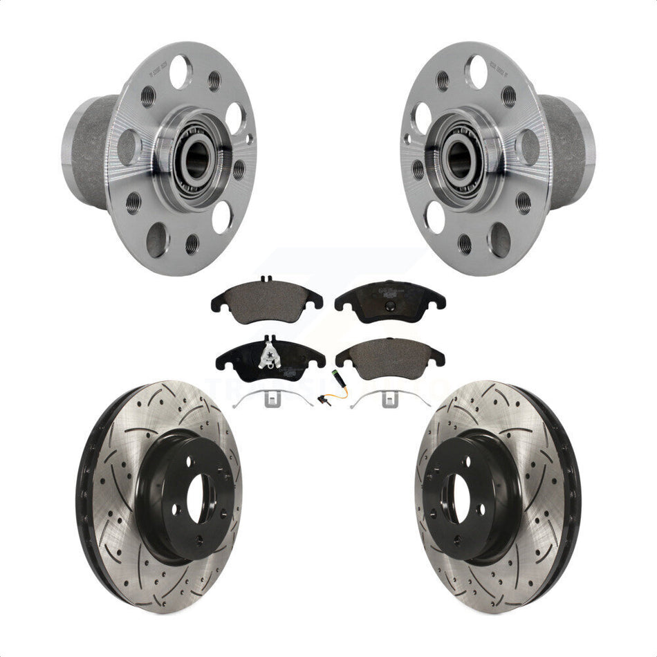 Front Hub Bearing Drill Slot Brake Rotor Pads Kit For Mercedes-Benz C300 E350 C350 SLC300 KBB-131550