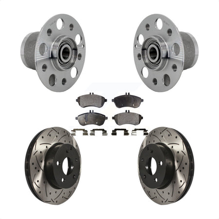 Front Hub Bearing Assembly Drilled Slot Brake Rotor & Pad Kit For Mercedes-Benz C300 C250 KBB-131552