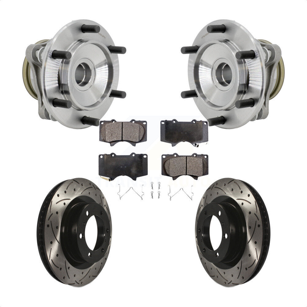 Front Hub Bearing Coated Drill Slot Brake Rotor Pads Kit For 2010-2021 Toyota 4Runner RWD KBB-131556
