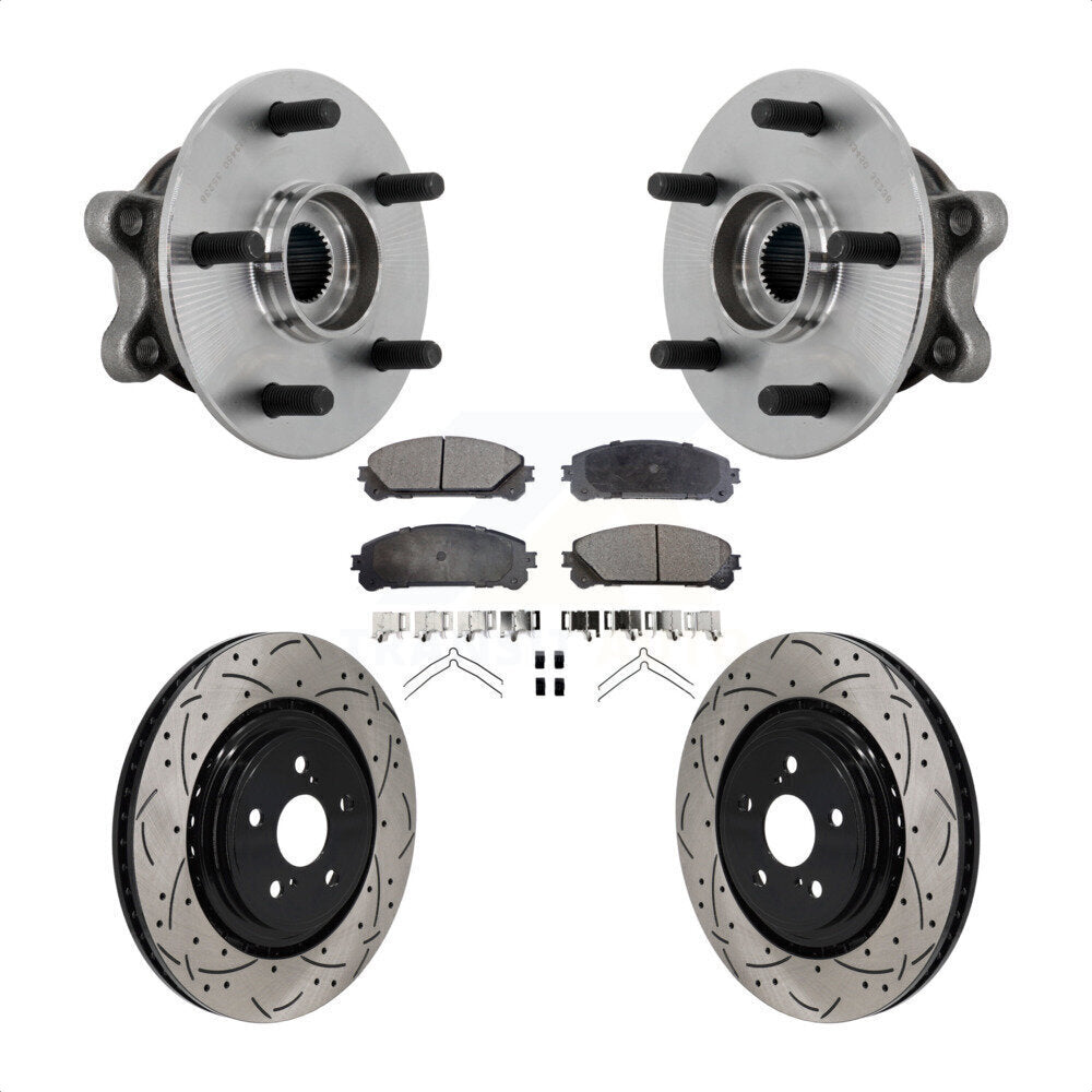 Front Hub Bearing Assembly Drill Slot Brake Rotor Pad Kit For 2020-2022 Toyota Highlander KBB-131557