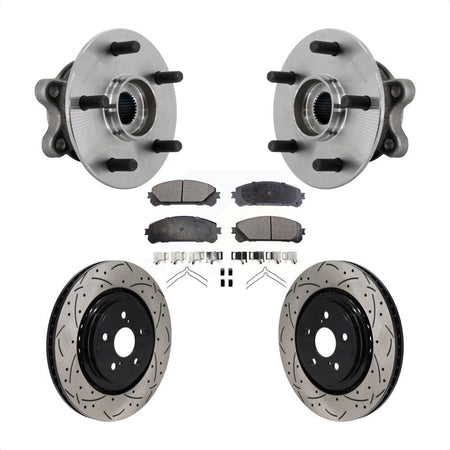 Front Hub Bearing Assembly Drill Slot Brake Rotor Pad Kit For 2020-2022 Toyota Highlander KBB-131557