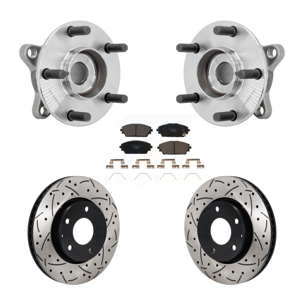 Front Hub Bearing Assembly Coat Drill Slot Brake Rotor Pads Kit For 2021-2022 Mazda 3 FWD KBB-131559