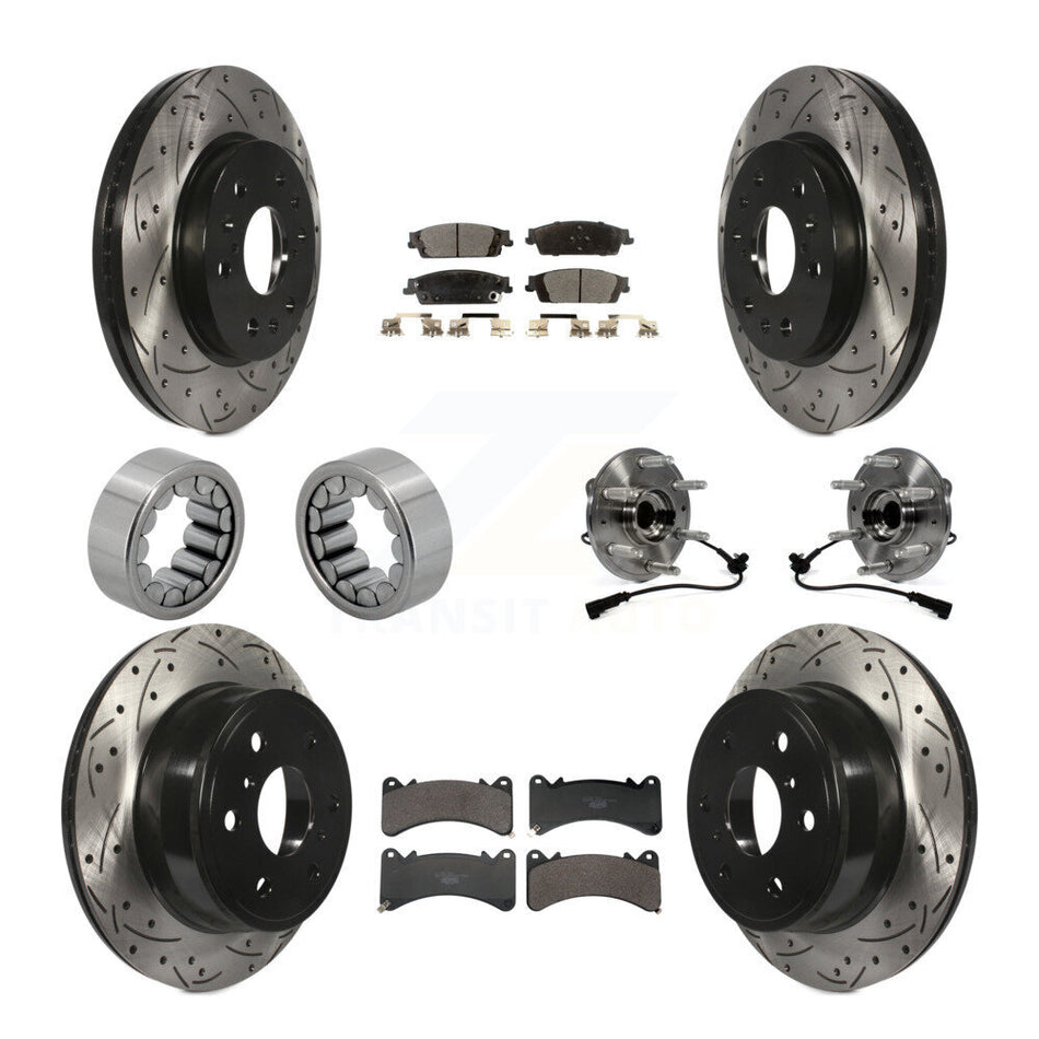 Front Rear Hub Bearing Coat Brake Rotor Pads Shoe Kit (10Pc) For GMC Sierra 1500 Yukon XL KBB-131562