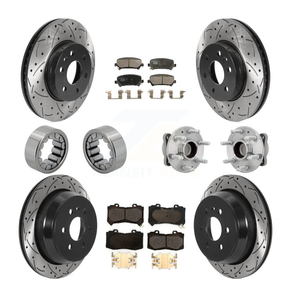 Front Rear Hub Bearing Coated Brake Rotor Pads Shoe Kit (10Pc) For Chevrolet Colorado GMC KBB-131564