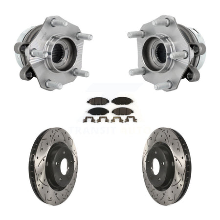 Front Hub Bearing Assembly Coated Drilled Slotted Brake Rotor & Pad Kit For Nissan Murano KBB-131565