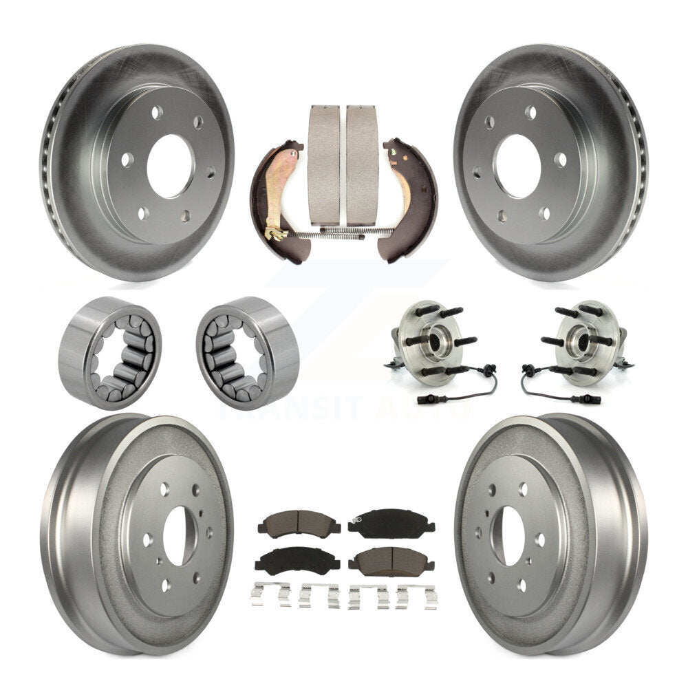 Front Rear Hub Bearing Coated Disc Brake Rotor & Pads Shoe Kit (10Pc) For GMC Sierra 1500 KBB-131568