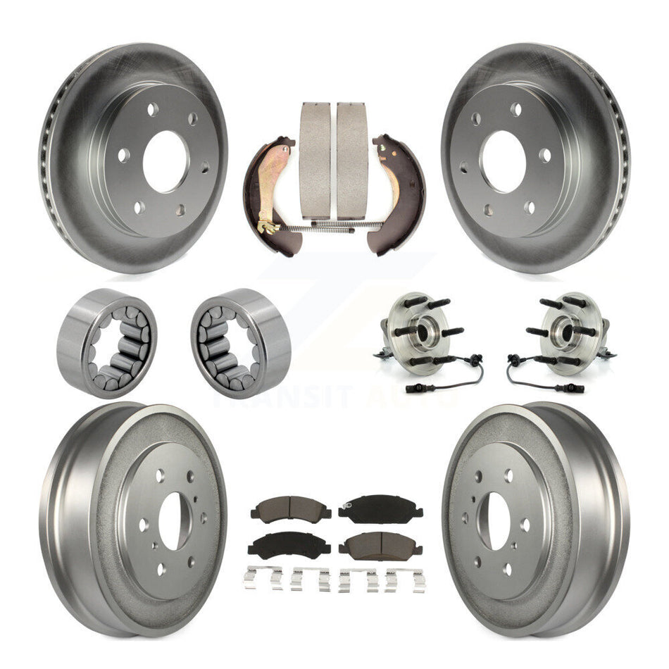 Front Rear Hub Bearing Coated Disc Brake Rotor & Pads Shoe Kit (10Pc) For GMC Sierra 1500 KBB-131568