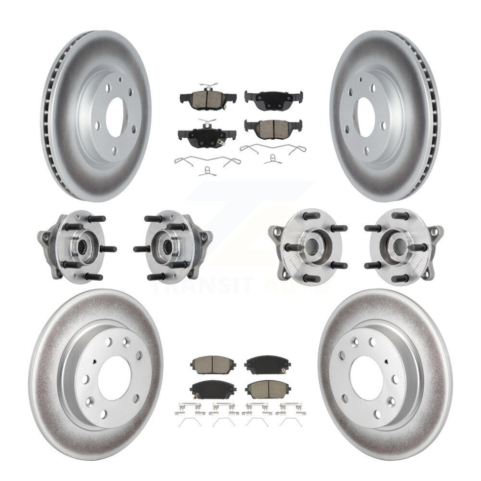 Front Rear Hub Bearing Coated Disc Brake Rotor & Pad Kit (10Pc) For 2021-2022 Mazda 3 AWD KBB-131569