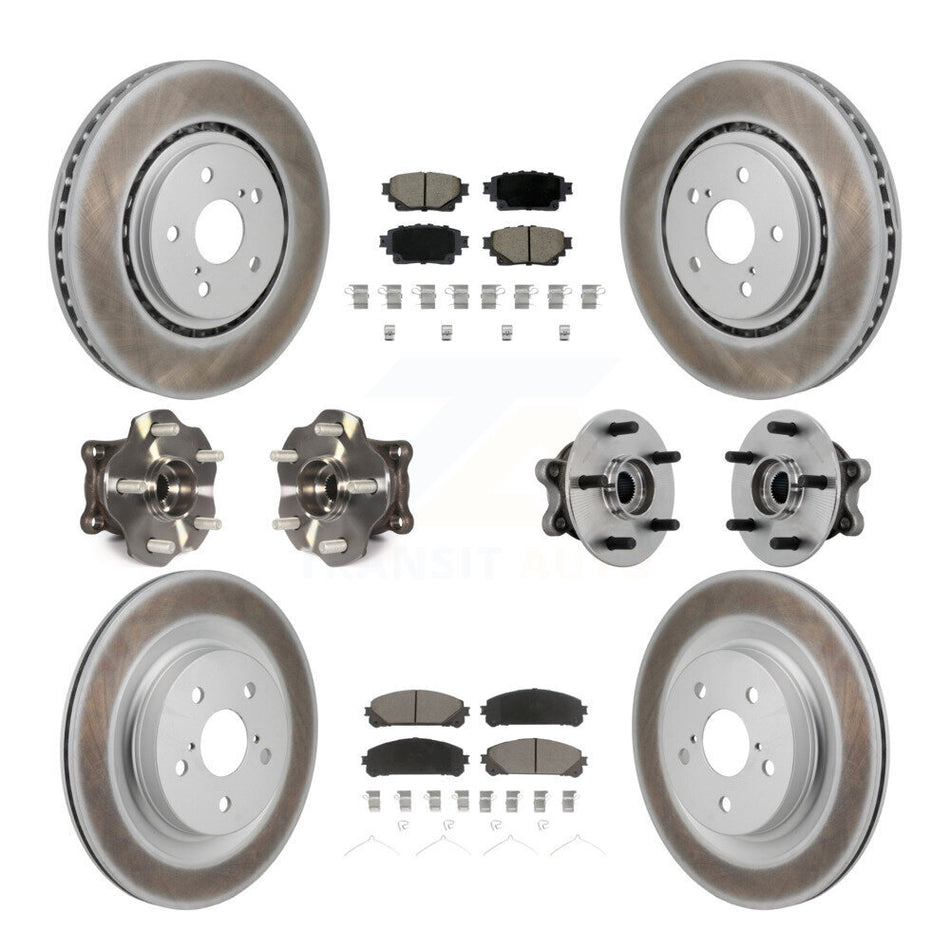 Front Rear Hub Bearing Coated Brake Rotor Pads Kit (10Pc) For 2021-2023 Toyota Sienna AWD KBB-131570