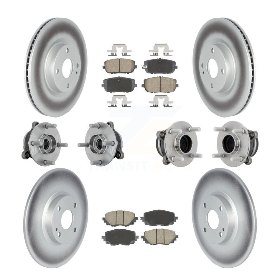 Front Rear Hub Bearings Coated Disc Brake Rotors And Pads Kit (10Pc) For Mazda MX-5 Miata KBB-131571