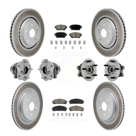 Front Rear Hub Bearing Coated Brake Rotor Pads Kit (10Pc) For 20-22 Toyota Highlander FWD KBB-131583