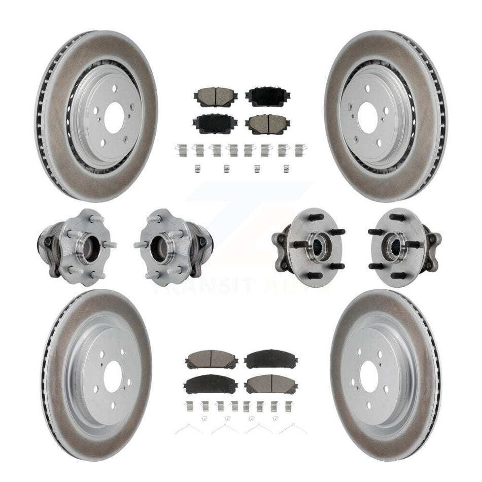 Front Rear Hub Bearing Coated Brake Rotor Pads Kit (10Pc) For 20-22 Toyota Highlander FWD KBB-131583