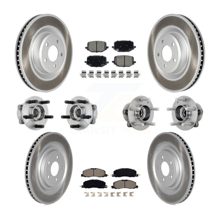 Front Rear Hub Bearing Coat Brake Rotor Pads Kit (10Pc) For 2020-2022 Lincoln Aviator AWD KBB-131593