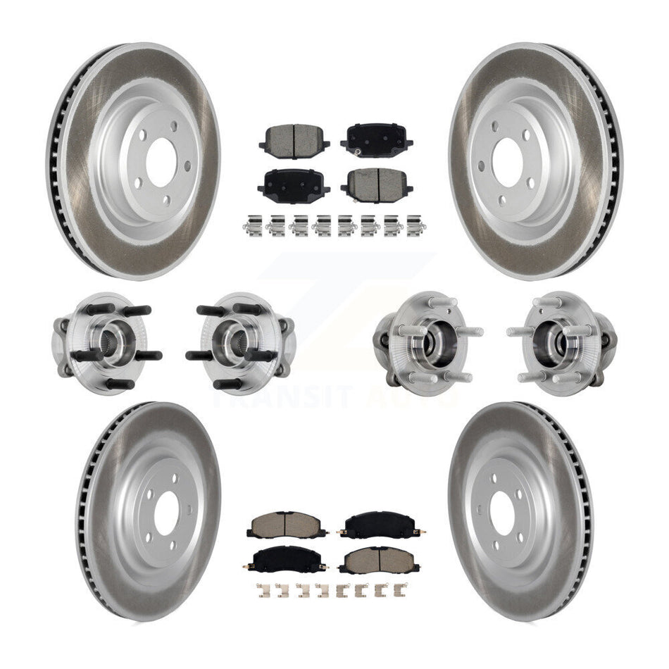 Front Rear Hub Bearing Coat Brake Rotor Pads Kit (10Pc) For 2020-2022 Lincoln Aviator AWD KBB-131593