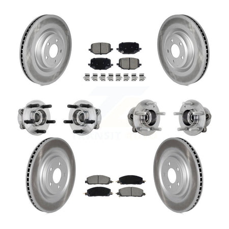 Front Rear Hub Bearing Coated Brake Rotor Pads Kit (10Pc) For Lincoln Aviator Ford Police KBB-131594