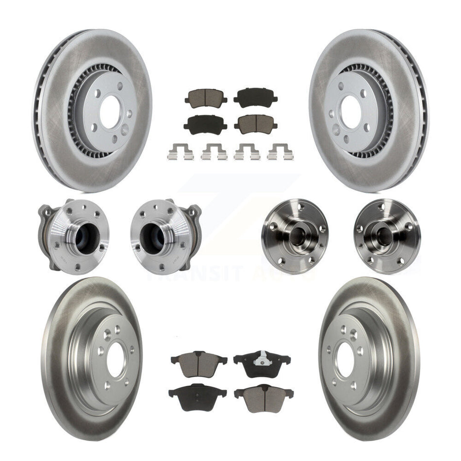 Front Rear Hub Bearings Coated Disc Brake Rotors And Pads Kit (10Pc) For Volvo S60 V70 KBB-131596