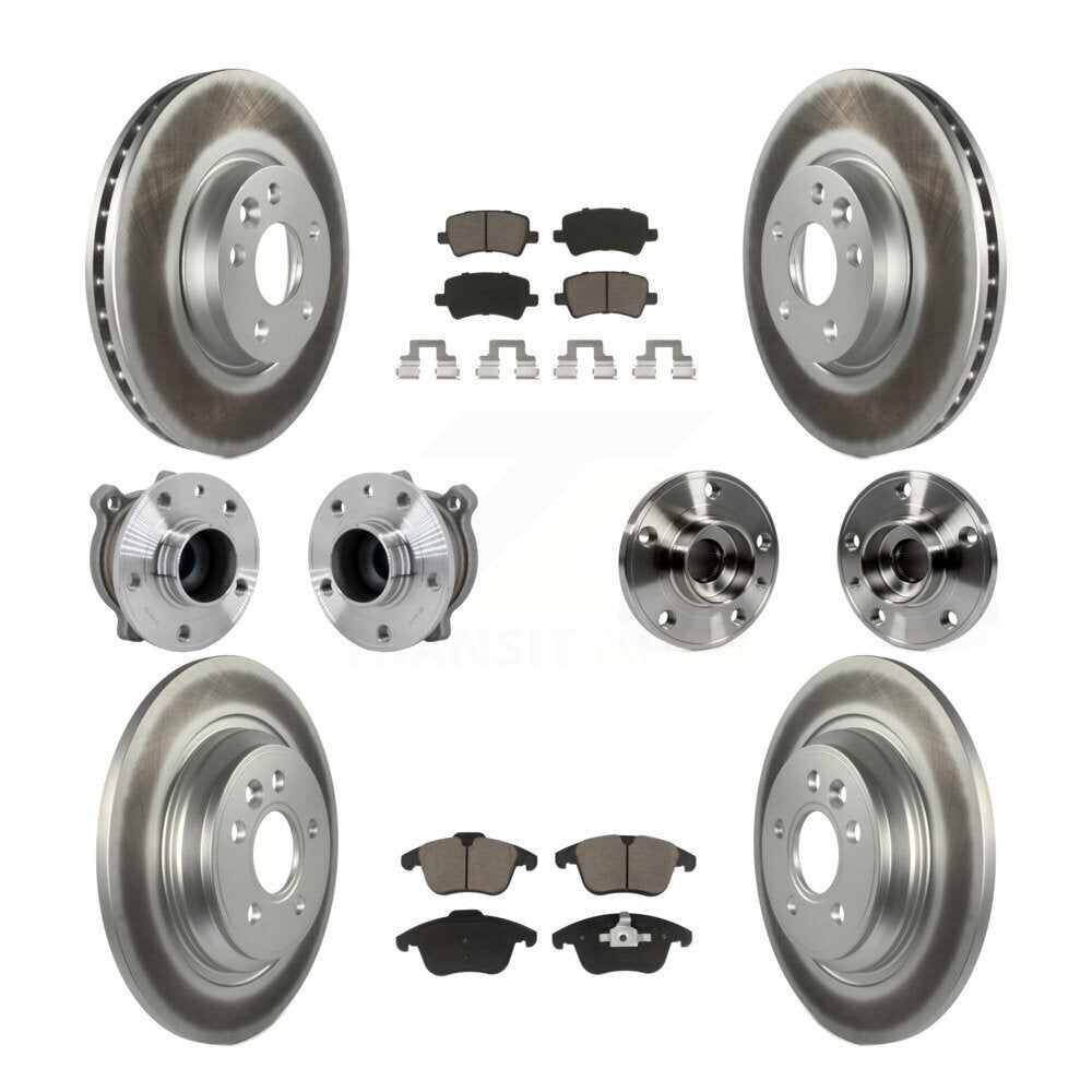 Front Rear Hub Bearing Coated Disc Brake Rotor Pad Kit (10Pc) For 2013-2014 Volvo S60 FWD KBB-131597
