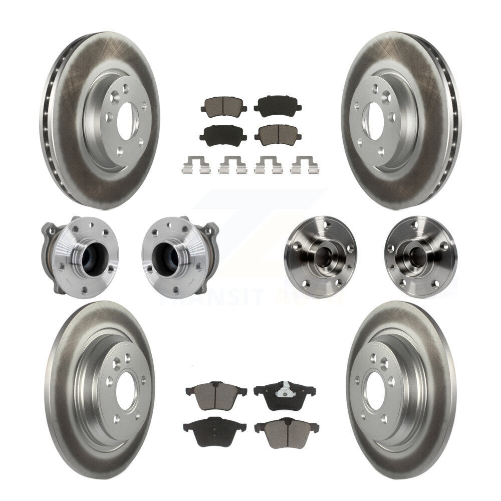 Front Rear Hub Bearing Coated Disc Brake Rotors And Ceramic Pads Kit (10Pc) For Volvo V70 KBB-131598