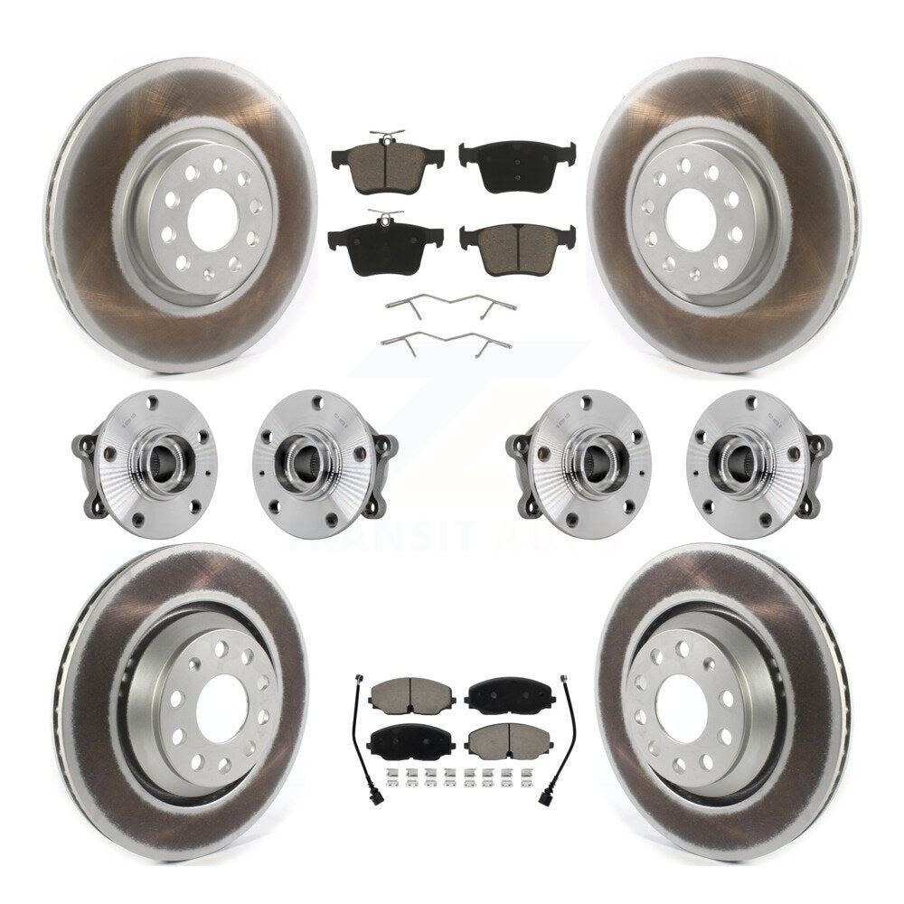 Front Rear Hub Bearing Coated Brake Rotor Pad Kit (10Pc) For Volkswagen Atlas Cross Sport KBB-131607