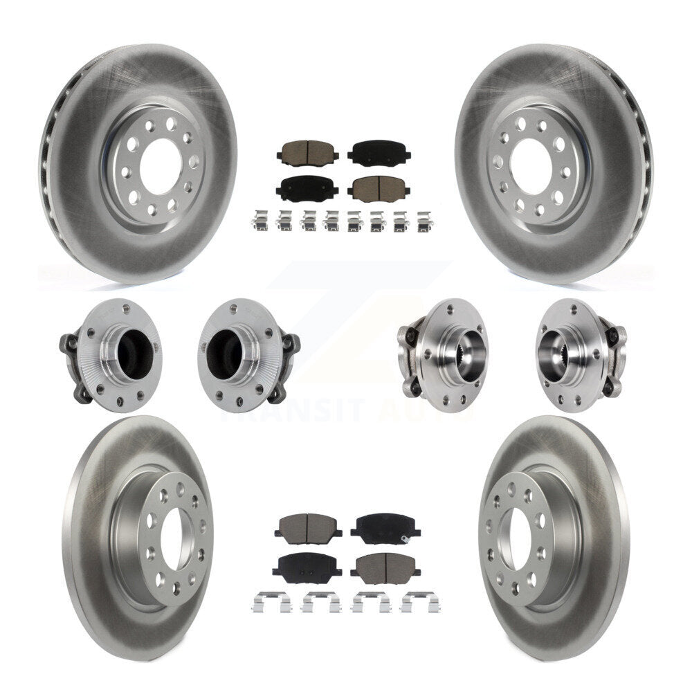 Front Rear Hub Bearing Coated Brake Rotor Pads Kit (10Pc) For Jeep Renegade Fiat 500X FWD KBB-131609