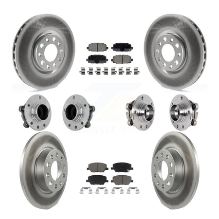 Front Rear Hub Bearings Coated Disc Brake Rotors And Pads Kit (10Pc) For Jeep Compass FWD KBB-131610