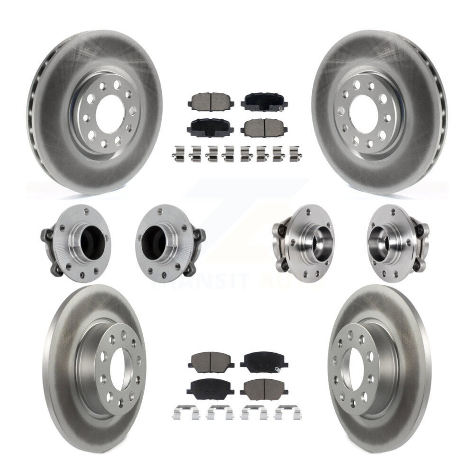 Front Rear Hub Bearings Coated Disc Brake Rotors And Pads Kit (10Pc) For Jeep Compass FWD KBB-131610