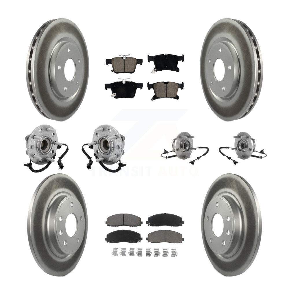 Front Rear Hub Bearing Coated Brake Rotor & Pads Kit (10Pc) For Chrysler Pacifica Voyager KBB-131611