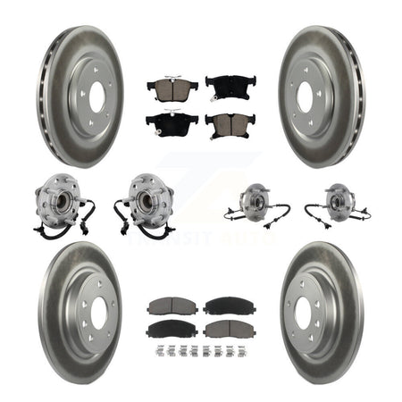Front Rear Hub Bearing Coated Brake Rotor & Pads Kit (10Pc) For Chrysler Pacifica Voyager KBB-131611