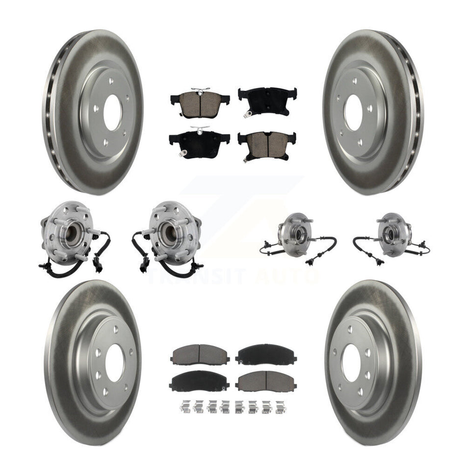 Front Rear Hub Bearing Coated Brake Rotor & Pads Kit (10Pc) For Chrysler Pacifica Voyager KBB-131611