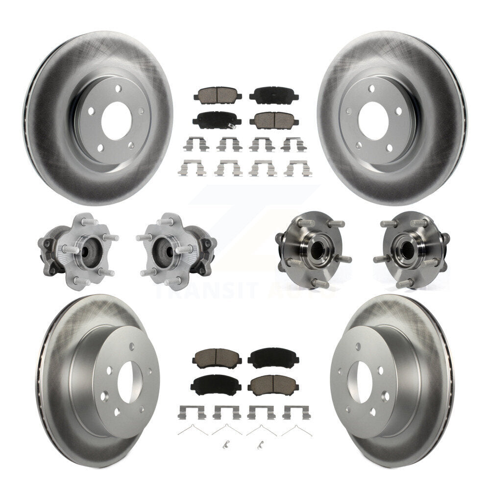 Front Rear Hub Bearing Coat Brake Rotor Pads Kit (10Pc) For Nissan Juke Nismo RS with FWD KBB-131616
