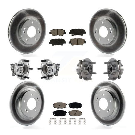 Front Rear Hub Bearing Coated Disc Brake Rotor And Pads Kit (10Pc) For Hyundai Elantra GT KBB-131621