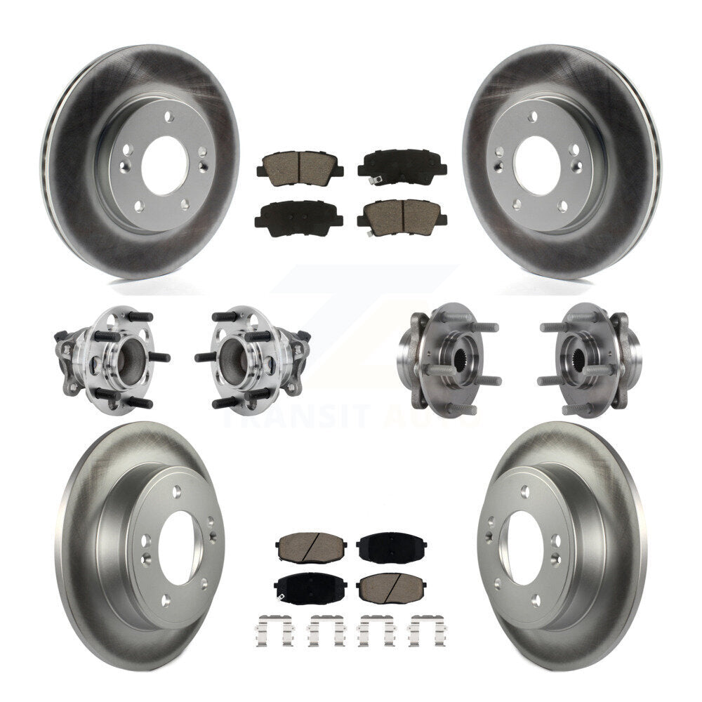 Front Rear Hub Bearing Coated Brake Rotor Pad Kit (10Pc) For Kia Forte Hyundai Elantra GT KBB-131622