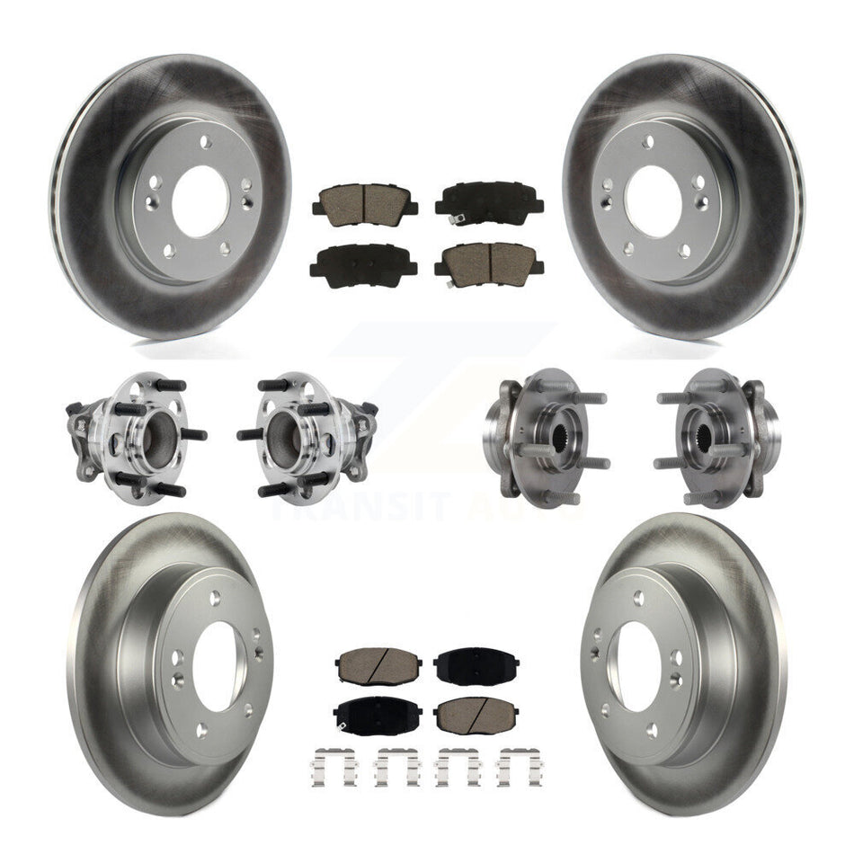 Front Rear Hub Bearing Coated Brake Rotor Pad Kit (10Pc) For Kia Forte Hyundai Elantra GT KBB-131622