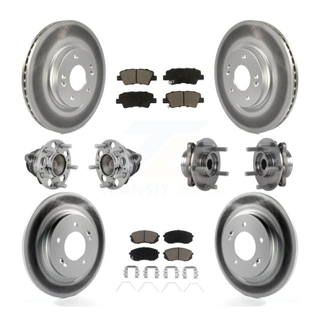 Front Rear Hub Bearing Coated Disc Brake Rotor And Pads Kit (10Pc) For Hyundai Elantra GT KBB-131623
