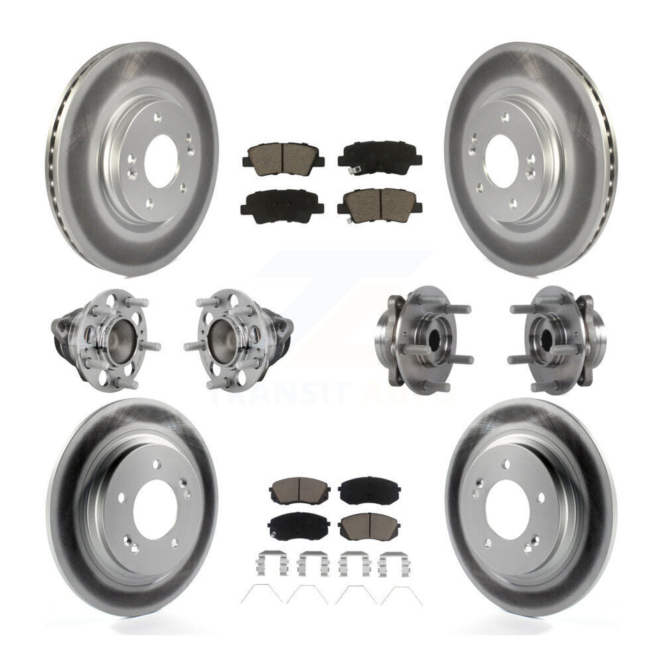 Front Rear Hub Bearing Coated Disc Brake Rotor And Pads Kit (10Pc) For Hyundai Elantra GT KBB-131623