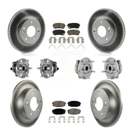 Front Rear Hub Bearings Coated Disc Brake Rotors And Pads Kit (10Pc) For Hyundai Kona KBB-131624