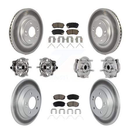 Front Rear Hub Bearings Coated Disc Brake Rotors And Pads Kit (10Pc) For Hyundai Kona KBB-131626