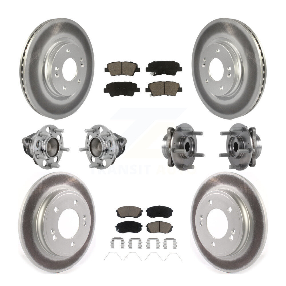 Front Rear Hub Bearing Coated Brake Rotor & Pad Kit (10Pc) For Kia Forte Hyundai Veloster KBB-131628