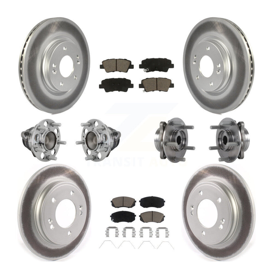 Front Rear Hub Bearing Coated Brake Rotor & Pad Kit (10Pc) For Kia Forte Hyundai Veloster KBB-131628