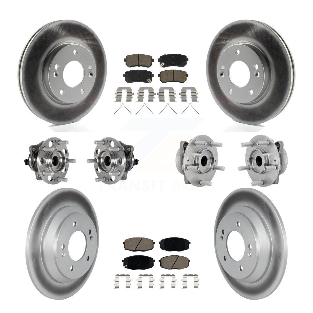 Front Rear Hub Bearing Coat Brake Rotor Pads Kit (10Pc) For 22 Hyundai Kona FWD with 1.6L KBB-131634