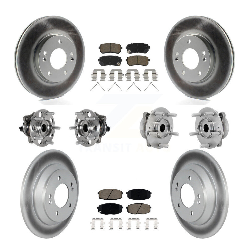 Front Rear Hub Bearing Coat Brake Rotor Pads Kit (10Pc) For 22 Hyundai Kona FWD with 1.6L KBB-131634