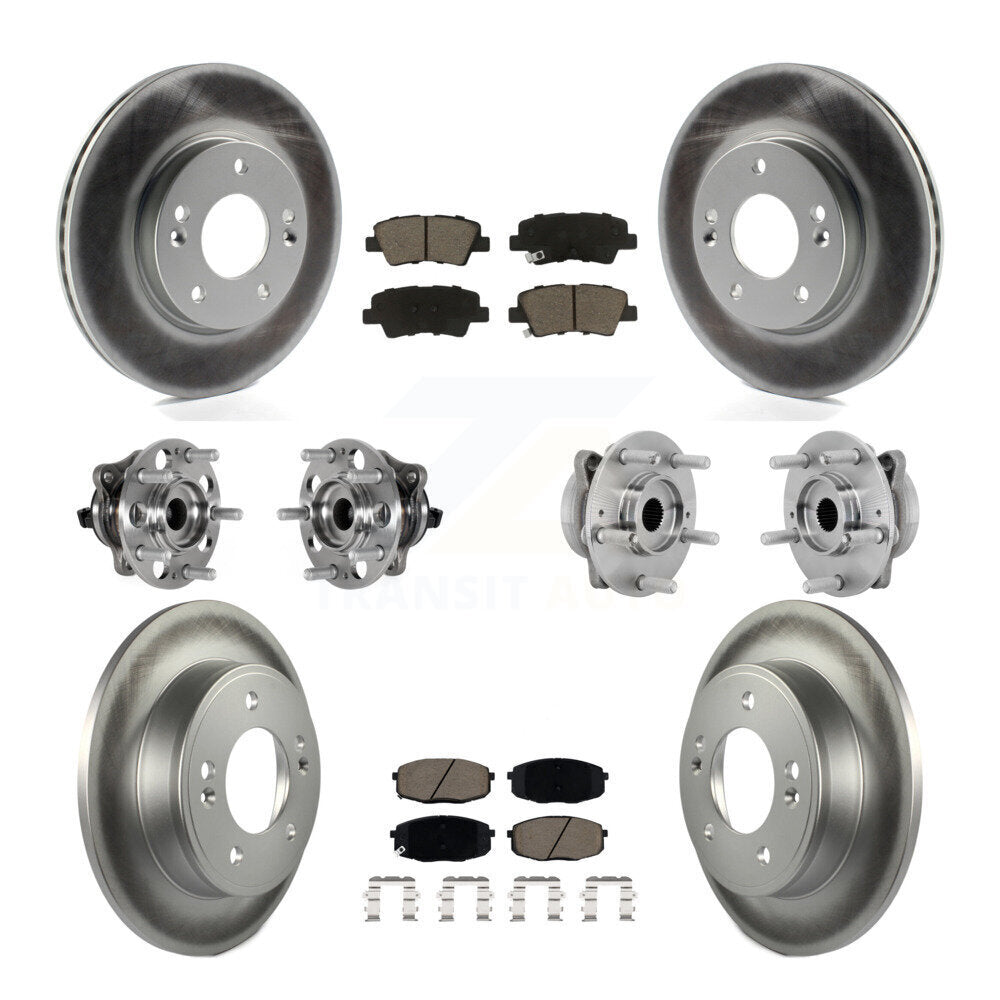 Front Rear Hub Bearing Coat Brake Rotor Pads Kit (10Pc) For 22 Hyundai Kona FWD with 2.0L KBB-131636