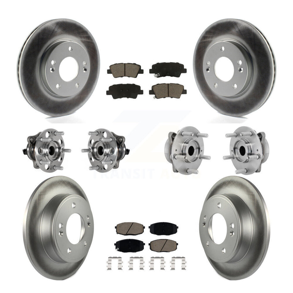 Front Rear Hub Bearing Coat Brake Rotor Pads Kit (10Pc) For 22 Hyundai Kona FWD with 2.0L KBB-131636