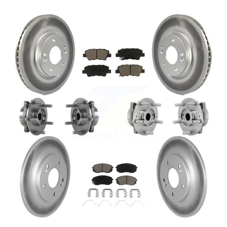 Front Rear Hub Bearing Coated Disc Brake Rotor & Pad Kit (10Pc) For 2022 Hyundai Kona AWD KBB-131637