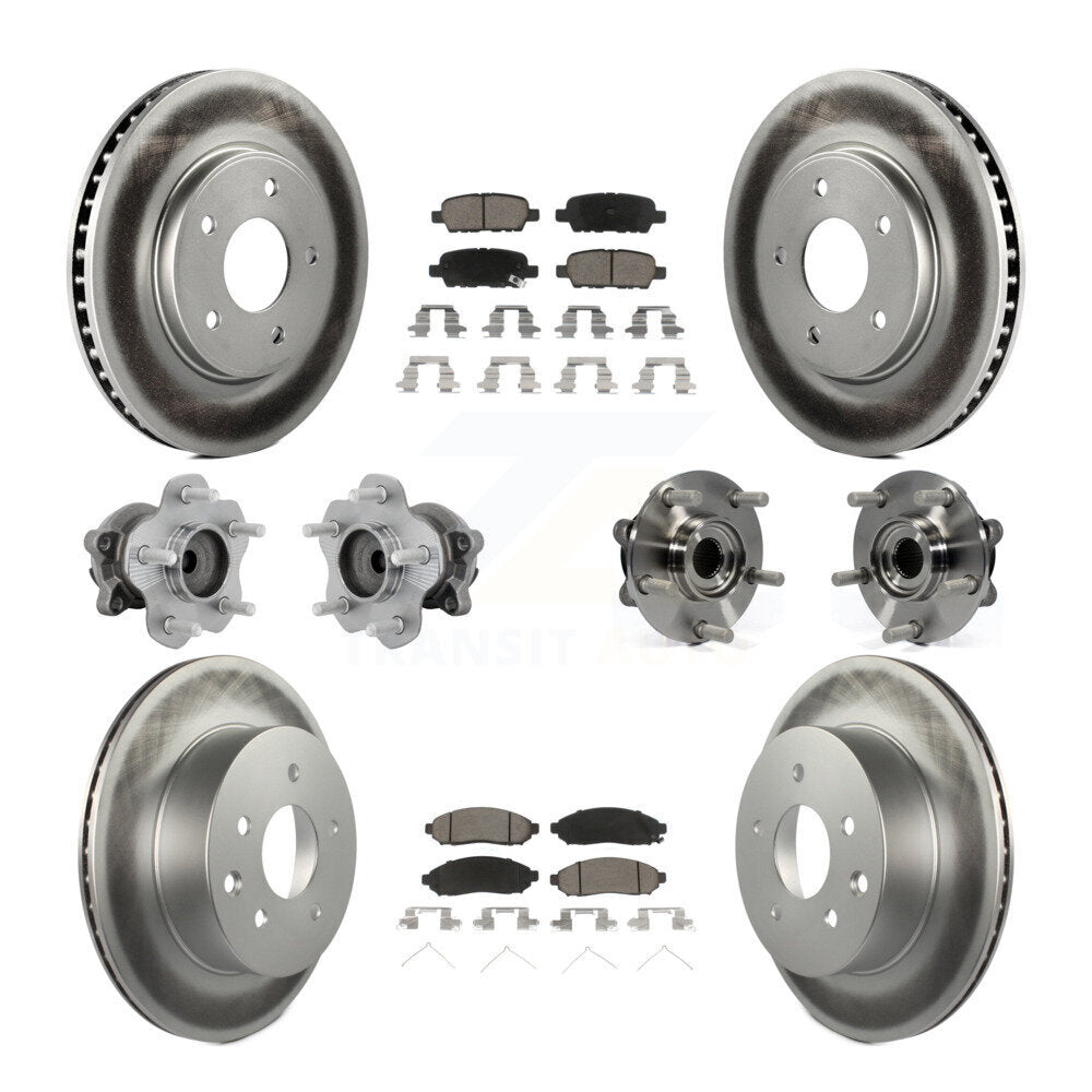 Front Rear Hub Bearing Coated Disc Brake Rotor & Pad Kit (10Pc) For 2011-2012 Nissan LEAF KBB-131638