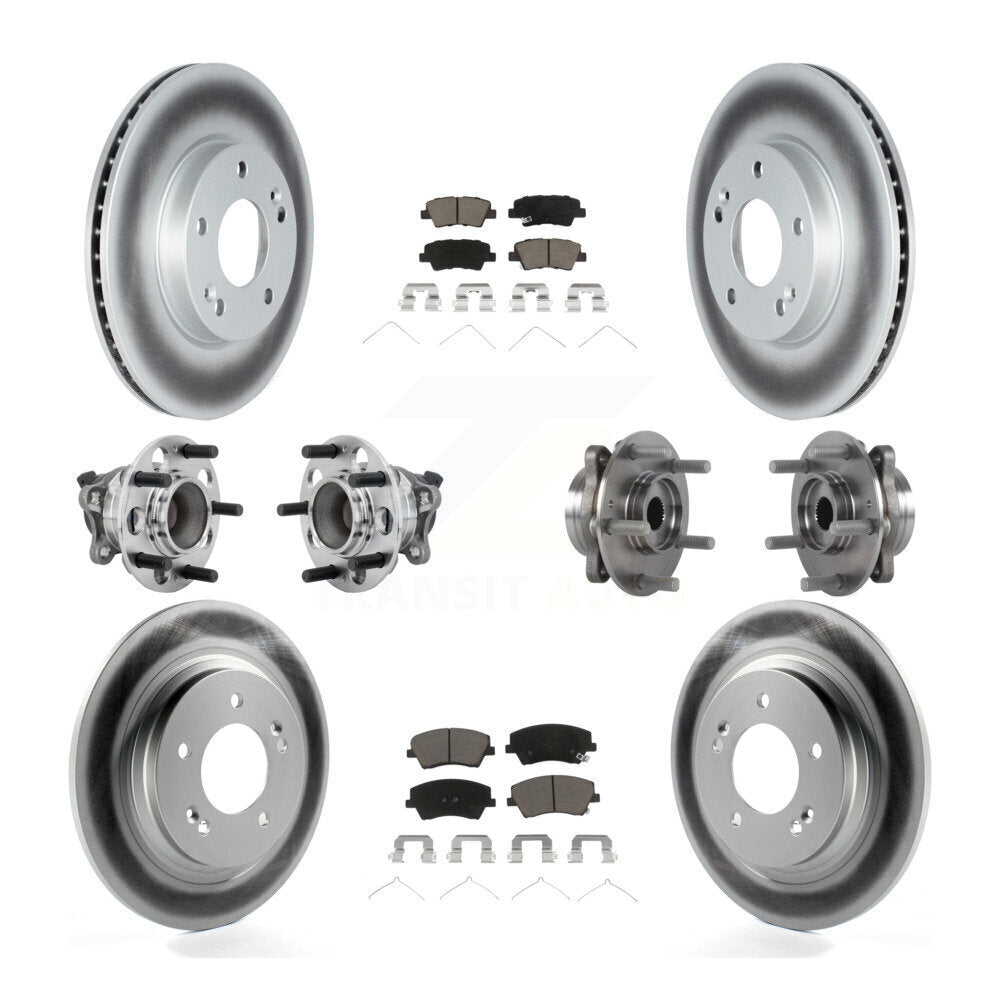 Front Rear Hub Bearings Coated Disc Brake Rotors And Pads Kit (10Pc) For Hyundai Ioniq KBB-131639