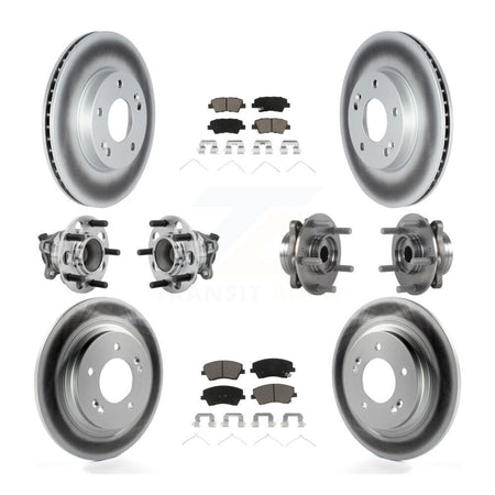 Front Rear Hub Bearings Coated Disc Brake Rotors And Pads Kit (10Pc) For Hyundai Ioniq KBB-131639