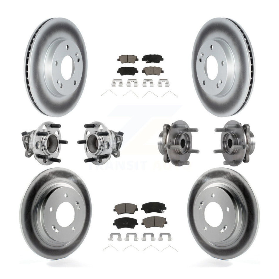 Front Rear Hub Bearings Coated Disc Brake Rotors And Pads Kit (10Pc) For Hyundai Ioniq KBB-131639