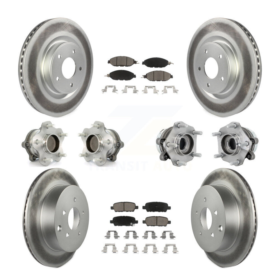 Front Rear Hub Bearing Coated Disc Brake Rotors And Pads Kit (10Pc) For Nissan Murano FWD KBB-131641