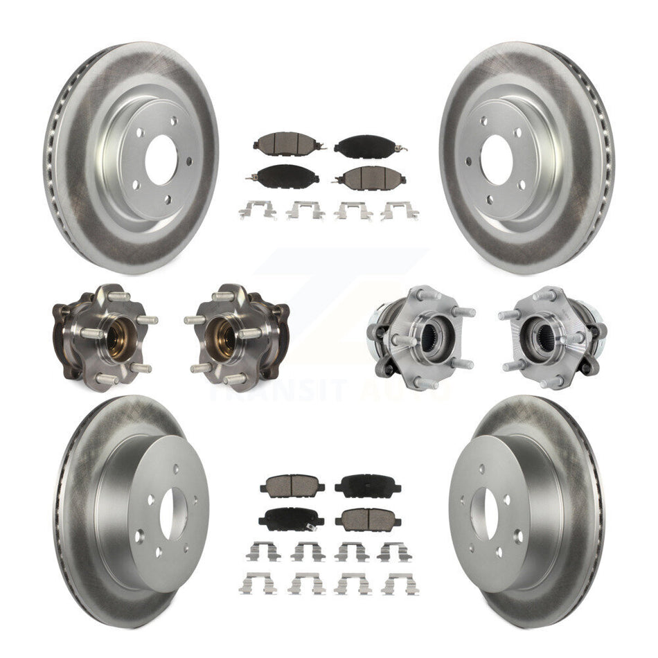 Front Rear Hub Bearing Coated Disc Brake Rotors And Pads Kit (10Pc) For Nissan Murano AWD KBB-131642